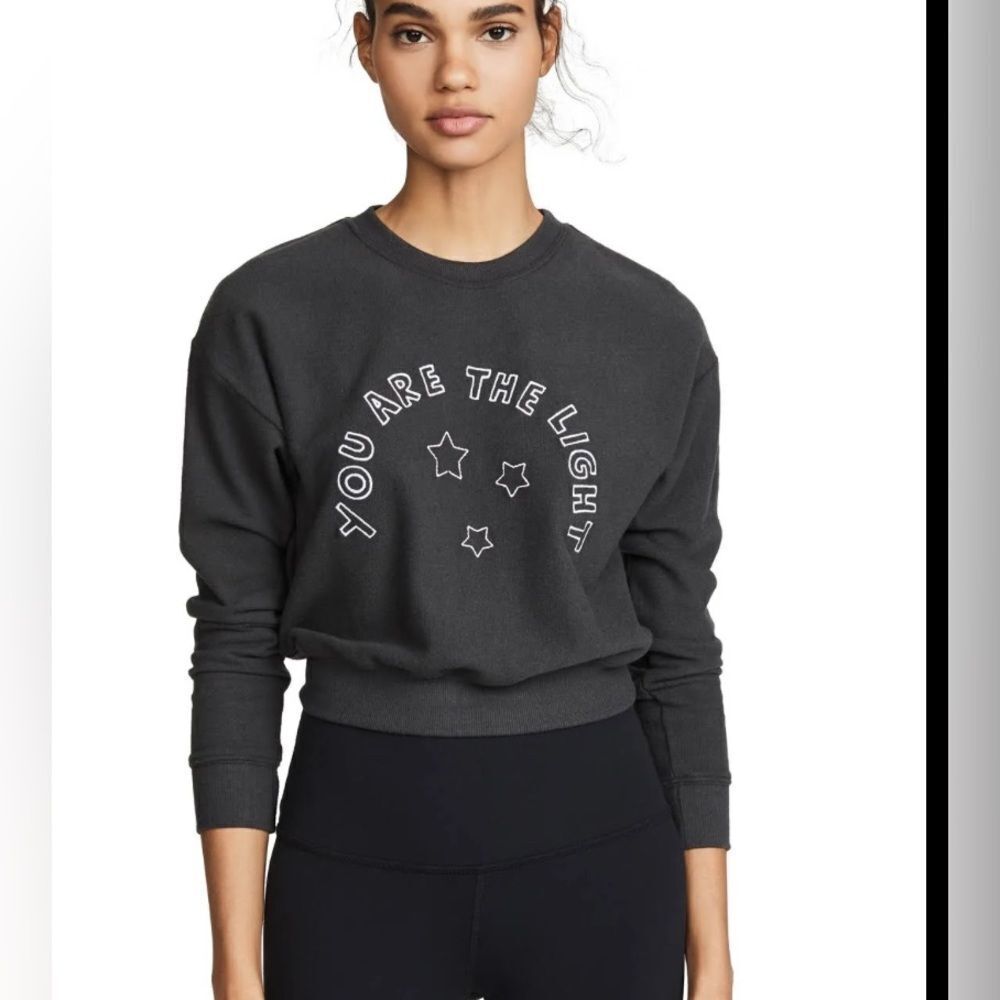 Spiritual Gangster Dark Gray The Light Malibu Crew Neck Sweater- Size XS